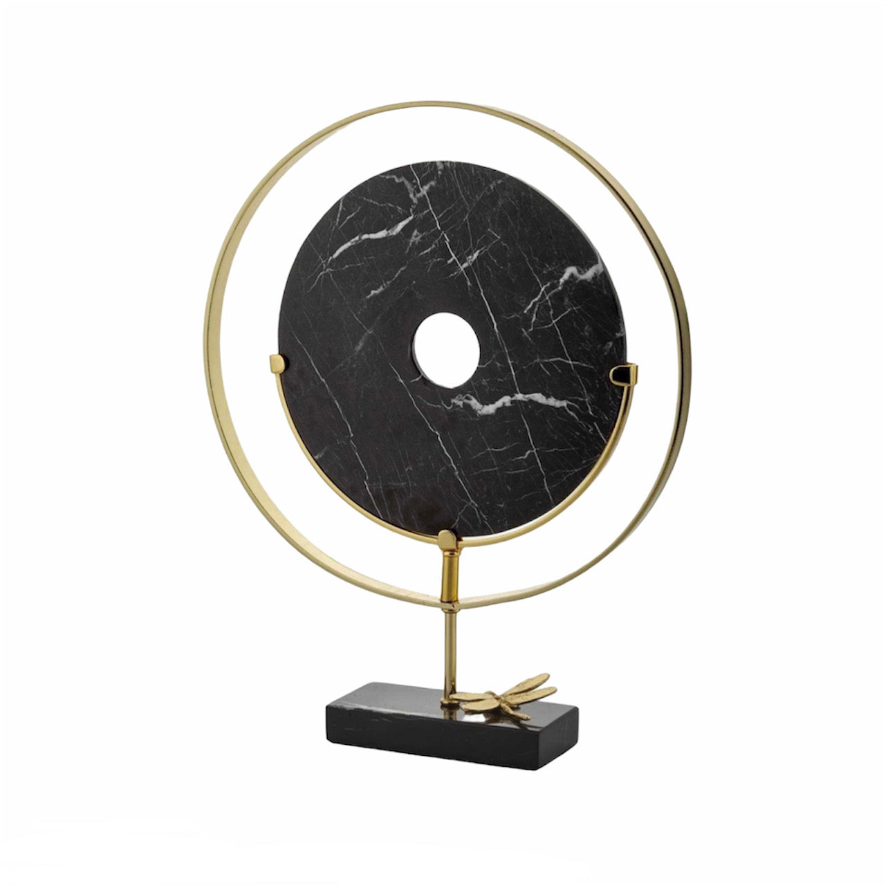 Gold Detaylı Mermer Disk Büyük Boy