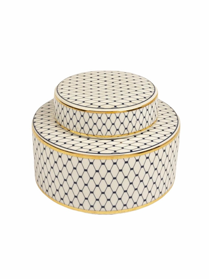 Mavi Beyaz Desenli Seramik Küp